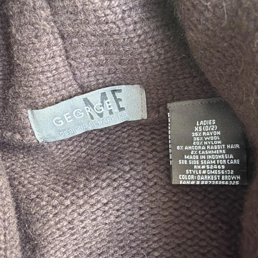 Vintage Y2K 2 Pocket Toggle Knit Long Cardigan Sweater Brown Cozy Modest XS - Picture 2 of 5